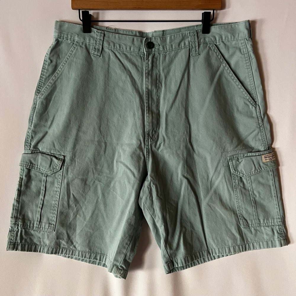 Wrangler Cargo Shorts Mens 36 Light Blue Gorpcore Hiking Utility Outdoor Casual